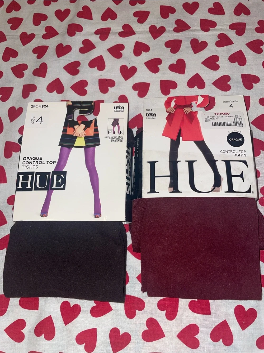 2 pairs of hue tights (205-250lb)(5”2-6”0)